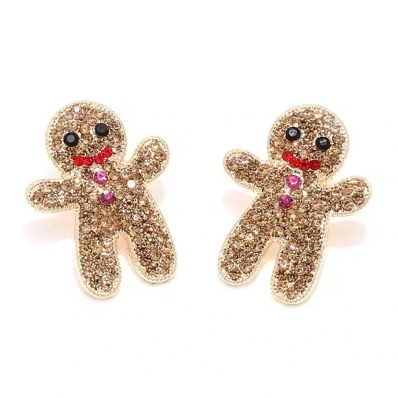 Gingerbread Christmas Crystal Earrings - Picture 2 of 7